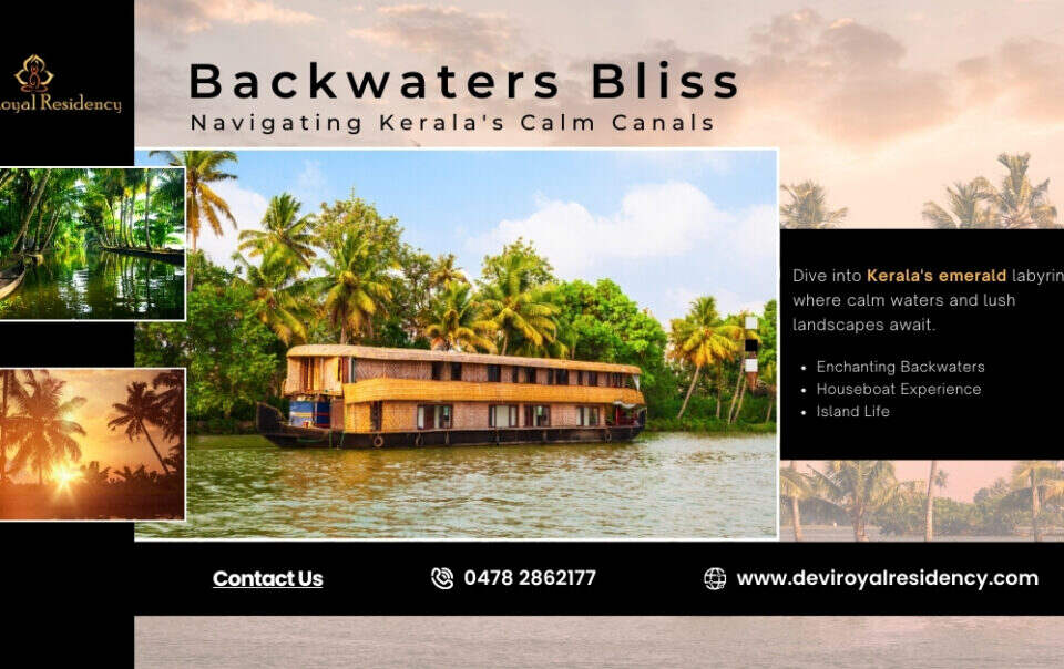 Navigating Kerala's calm backwaters bliss.