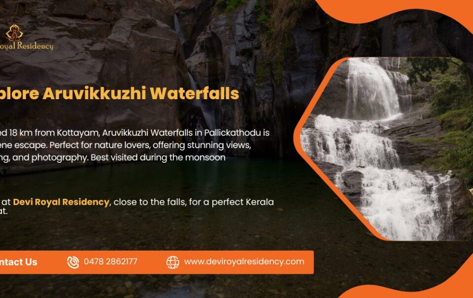 Explore the serene ambiance of Aruvikkuzhi Waterfalls in Kottayam, Kerala. Discover its location, distance, & reviews.